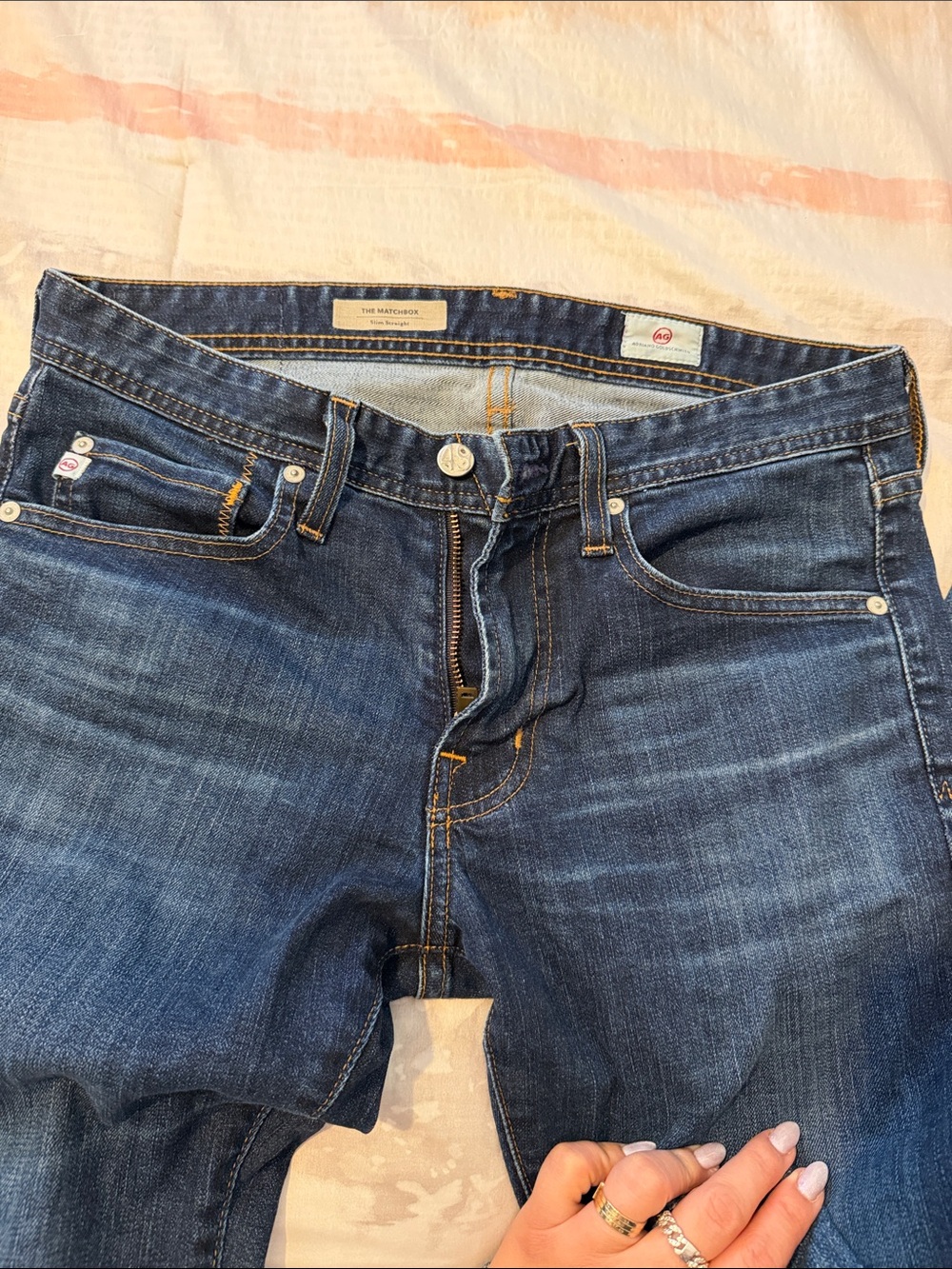 Ag Adriano Goldschmied Straight Leg Dark Blue Jeans